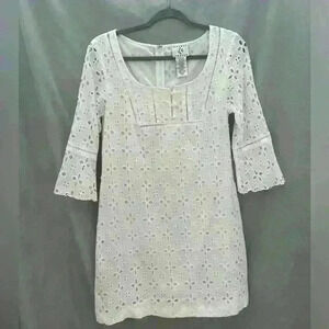 White floral embroidered dress